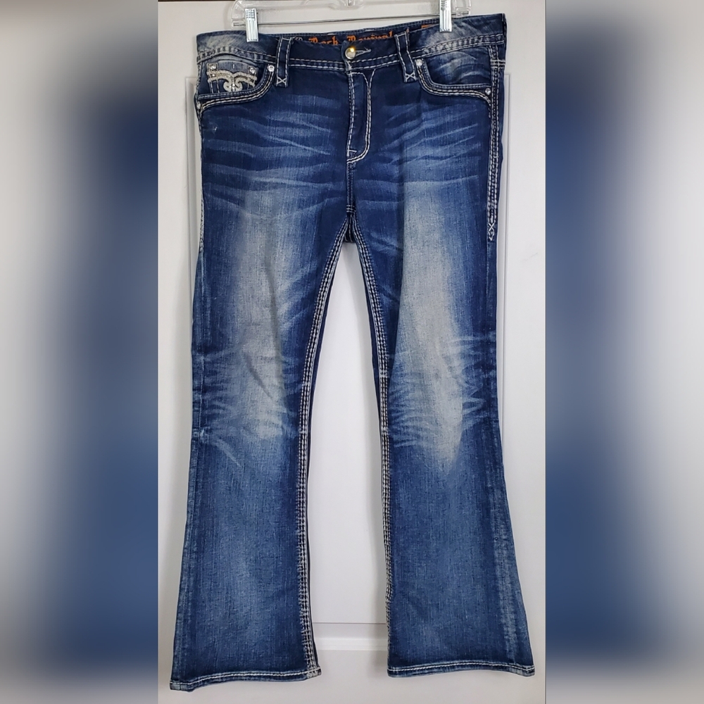 Rock Revival Womens Sherry Easy Boot Jeans Bling Distressed - Size 30 - GUC